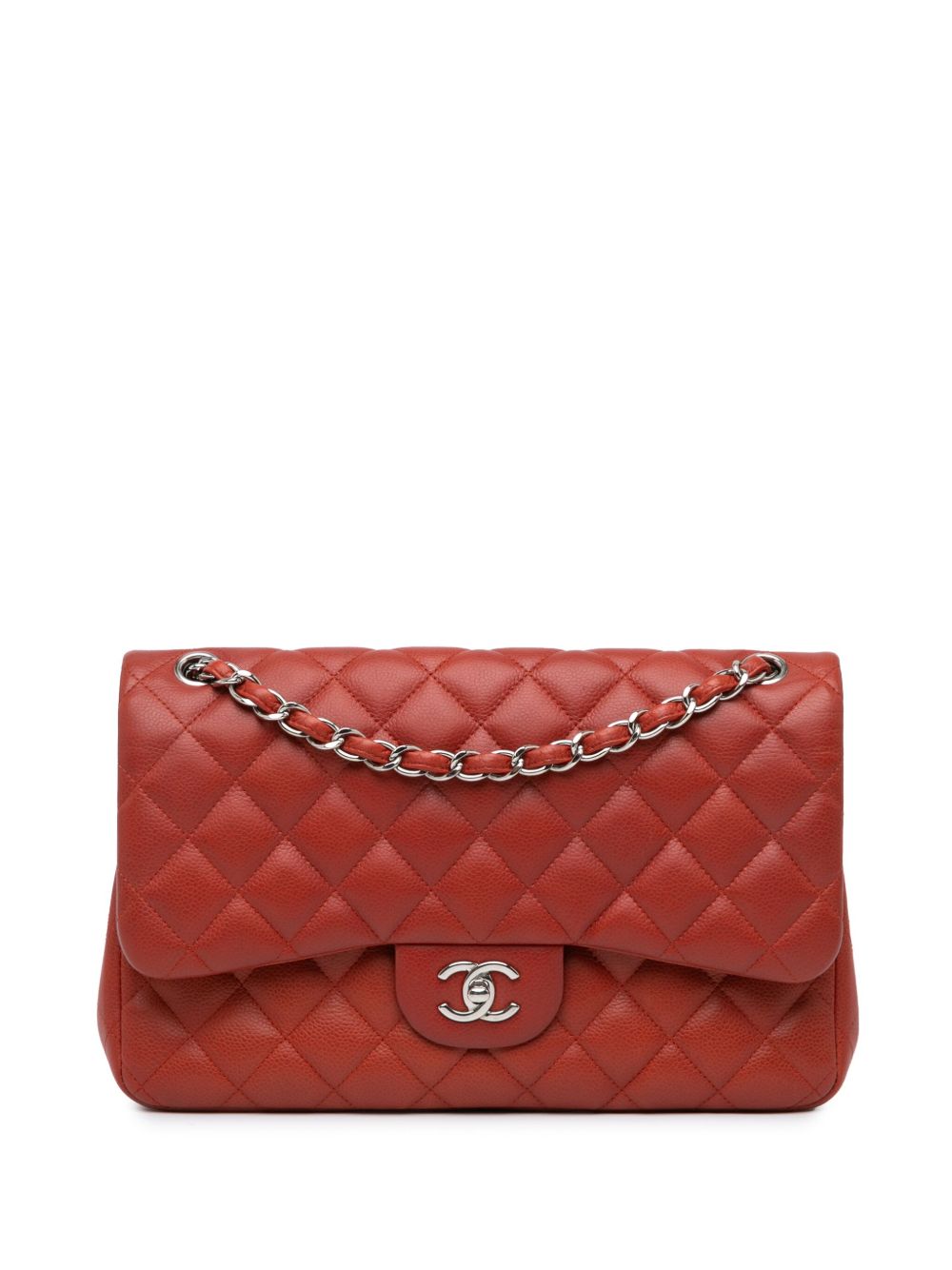 CHANEL Pre-Owned Jumbo Classic Caviar Double Flap 单肩包（2010-2011年典藏款） - 橘色