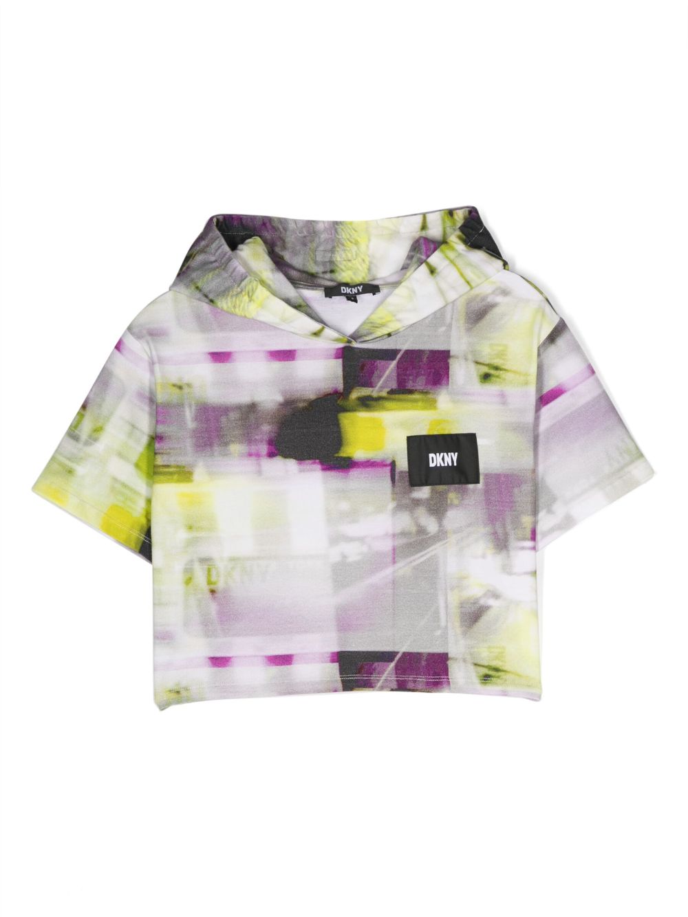 Dkny Kids NYC Lights 印花棉连帽T恤 - 绿色