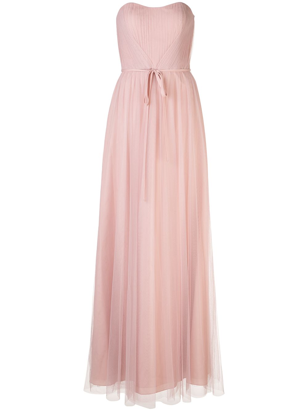 Marchesa Notte Bridesmaids 抹胸薄纱长款礼服 - 粉色