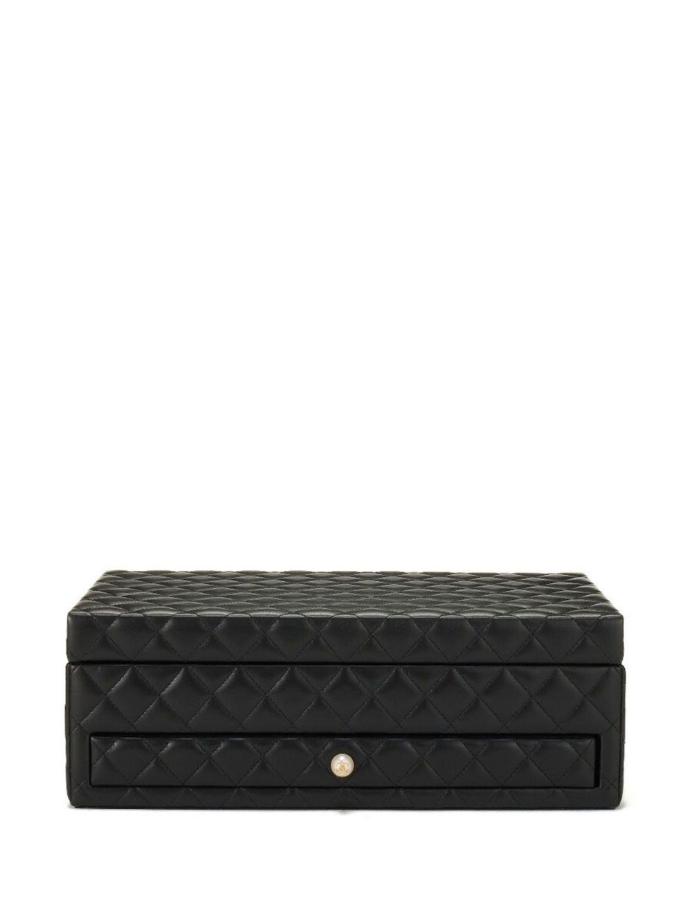 CHANEL Pre-Owned 菱纹绗缝皮质珠宝盒 - 黑色