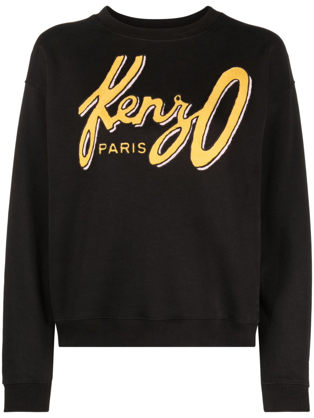 Kenzo Archive logo刺绣抓绒卫衣 - 黑色