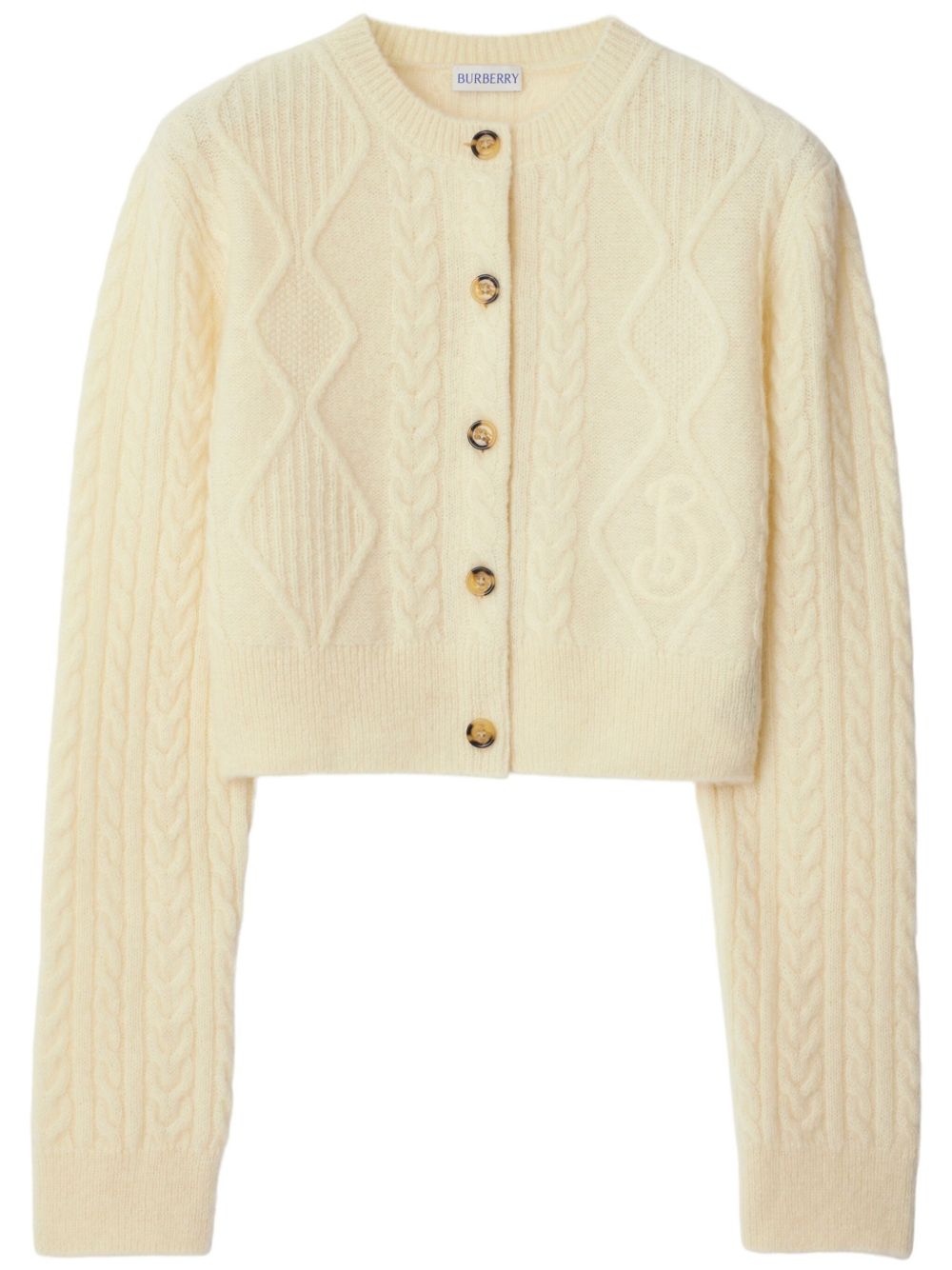 Burberry 阿兰针织短款开衫 - 中性色