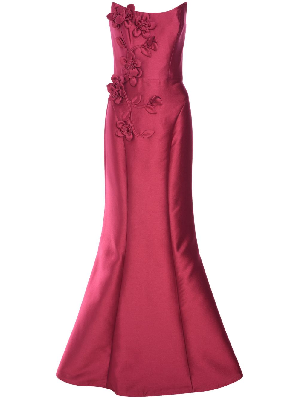 Marchesa Notte 花卉缝饰缎面礼服 - 粉色
