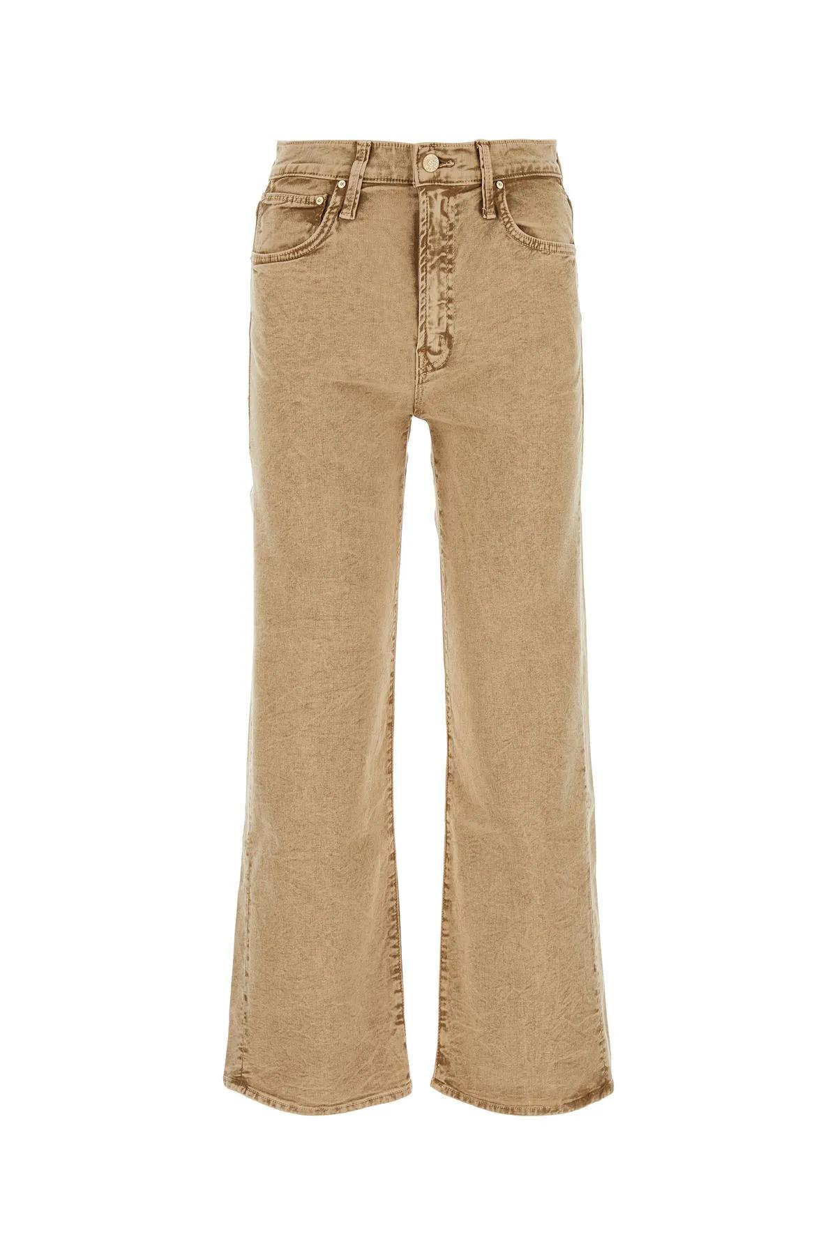 Mother Beige Stretch Denim The Dodger Ankle Jeans