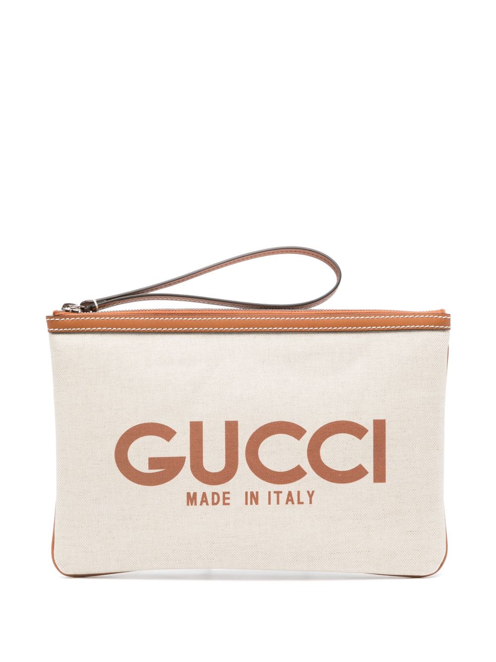 Gucci logo印花帆布手拿包 - 中性色