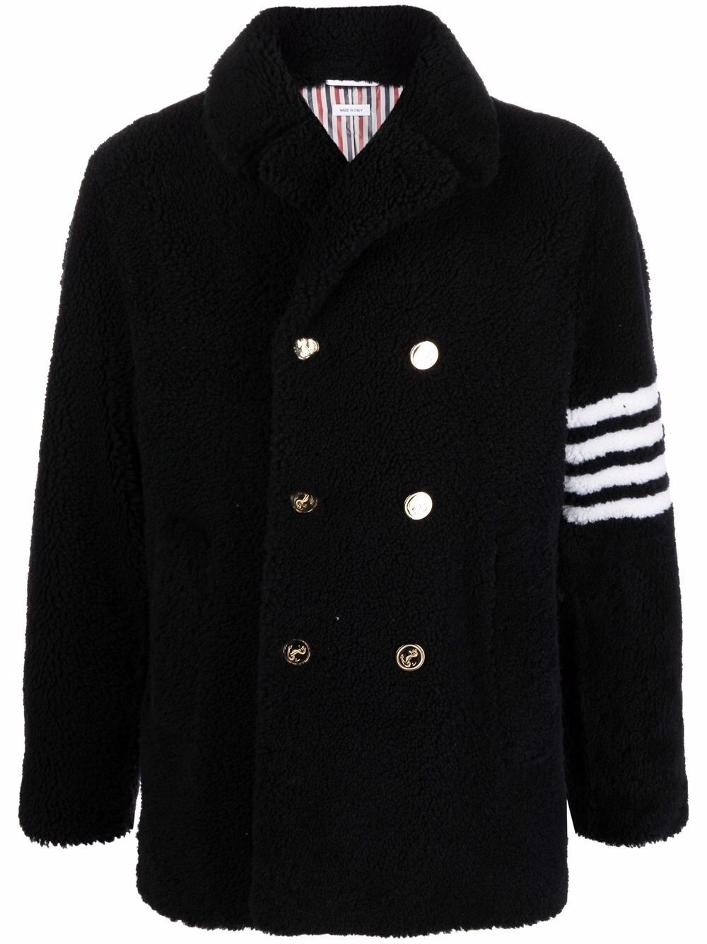 Thom Browne 四条纹皮毛一体水手短外套 - 蓝色