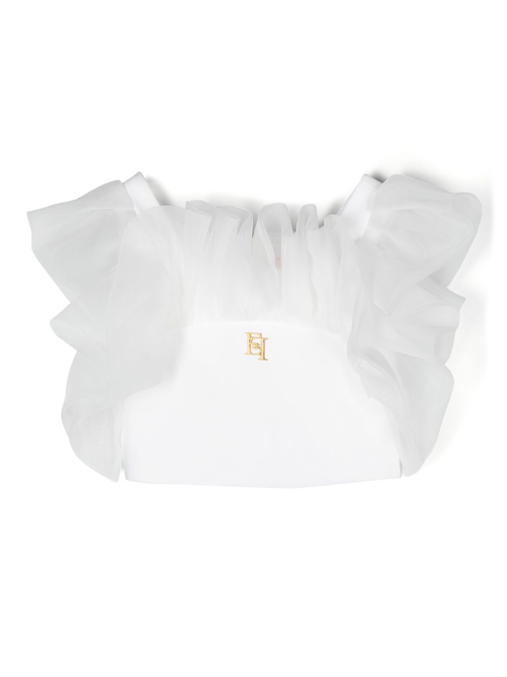 Elisabetta Franchi La Mia Bambina 荷叶边细节罩衫 - 白色