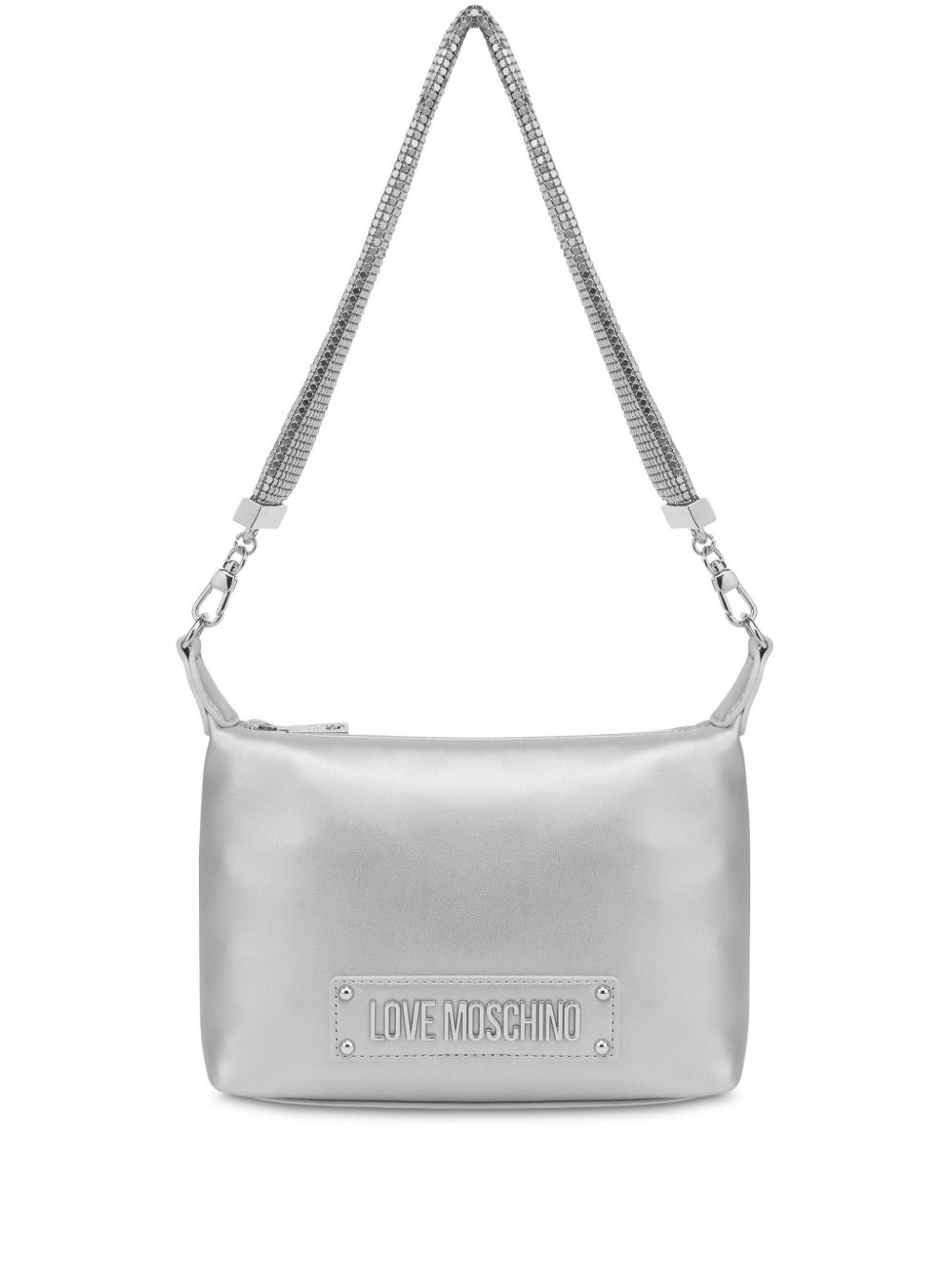 Love Moschino logo单肩包 - 银色
