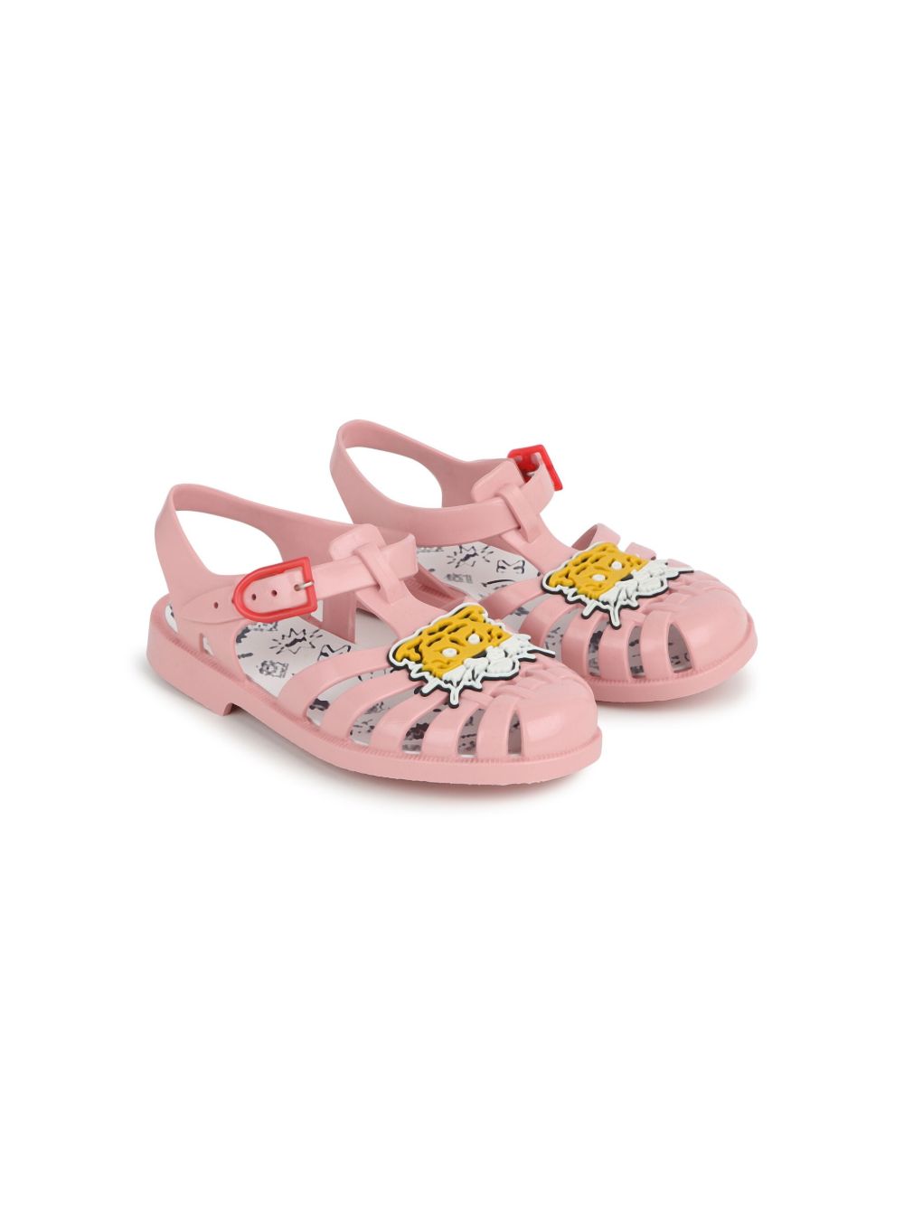 Kenzo Kids 老虎贴花搭扣凉鞋 - 粉色