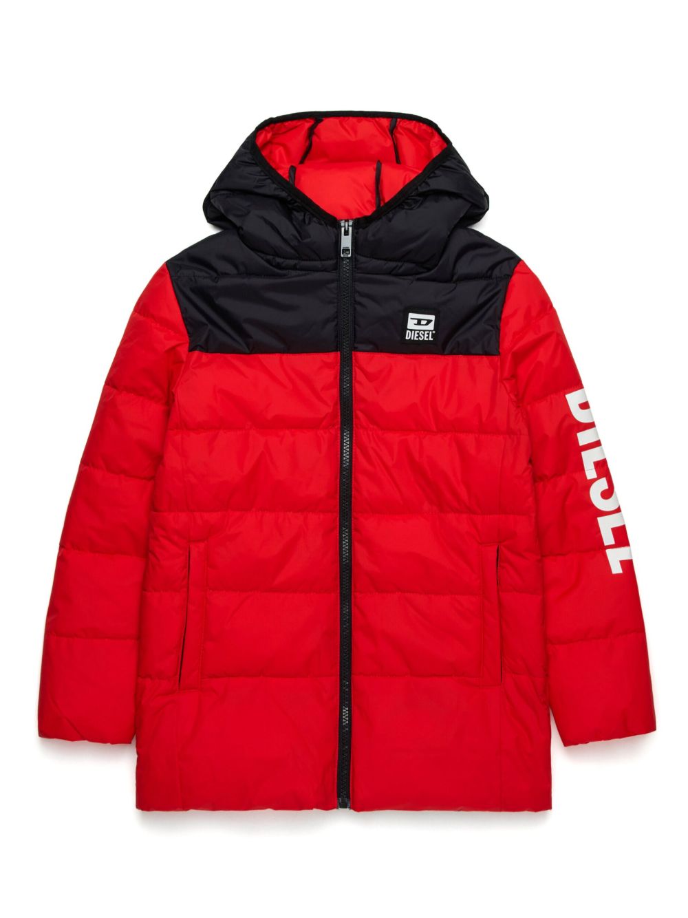 Diesel Kids logo印花填充外套 - 红色