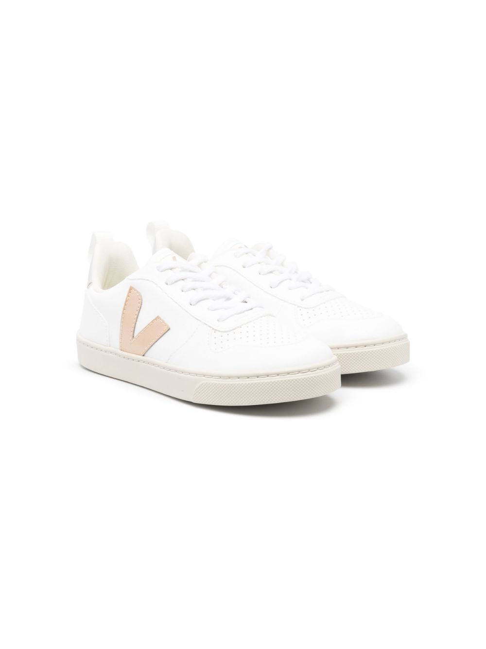 VEJA Kids 标贴皮质低帮运动鞋 - 白色