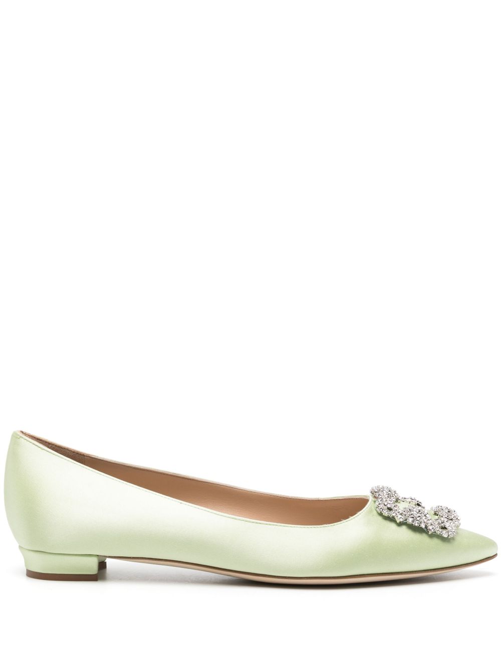 Manolo Blahnik Hangisi 晶饰芭蕾平底鞋 - 绿色