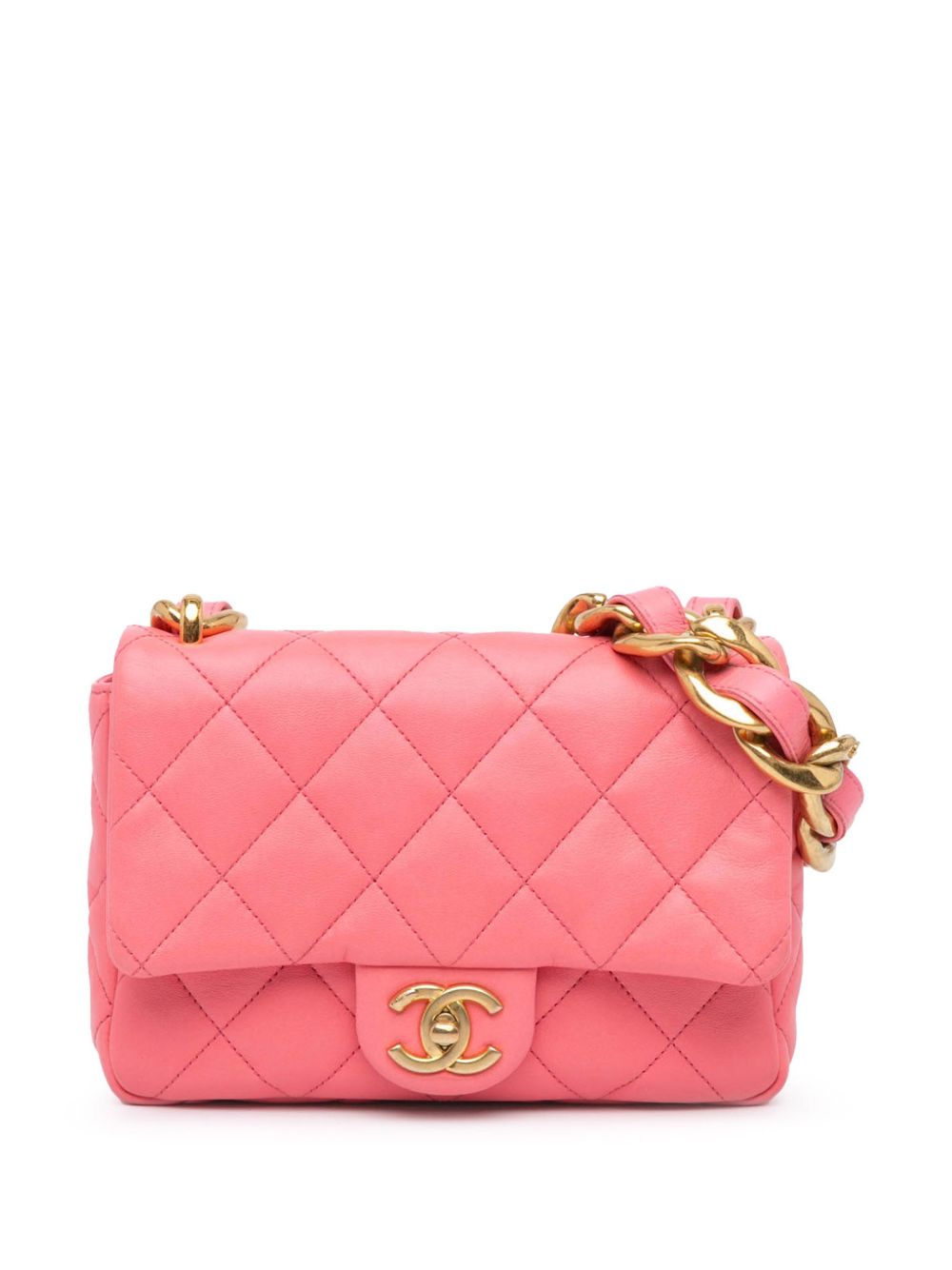 CHANEL Pre-Owned Funky Town Flap 小号绗缝小羊皮单肩包（2021-2024年典藏款） - 粉色