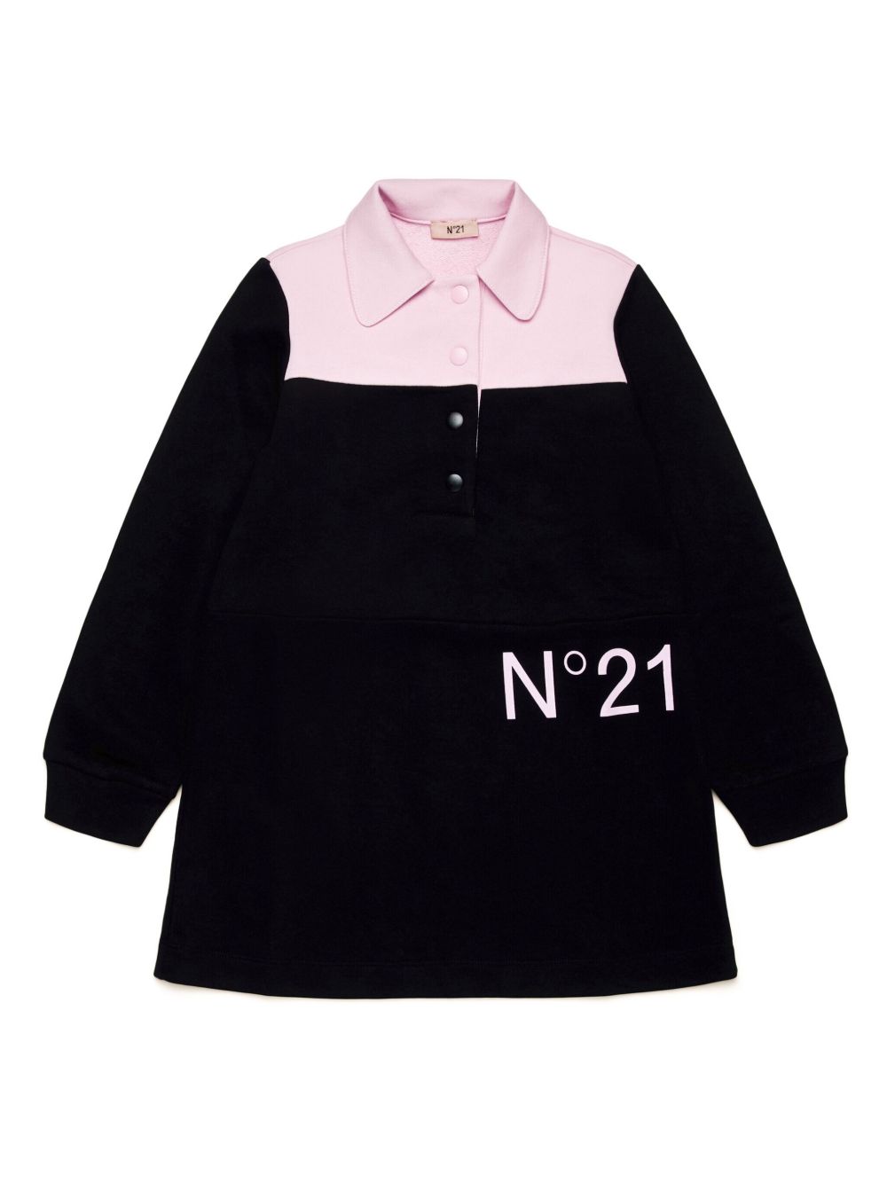 Nº21 Kids logo印花卫衣式连衣裙 - 黑色