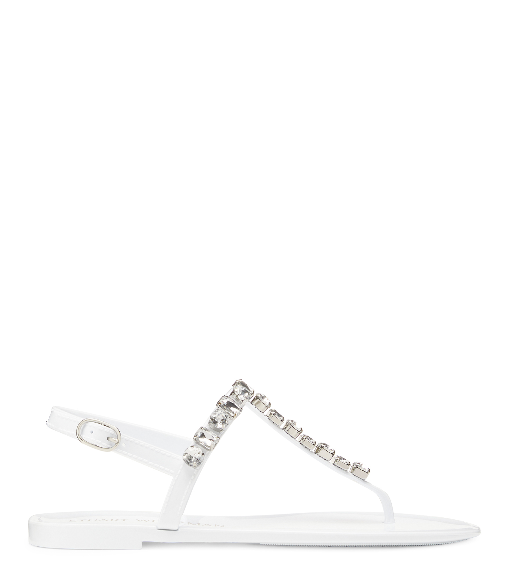 Stuart Weitzman Jaide Gem Jelly Flat - Woman Flats And Loafers White 37.5