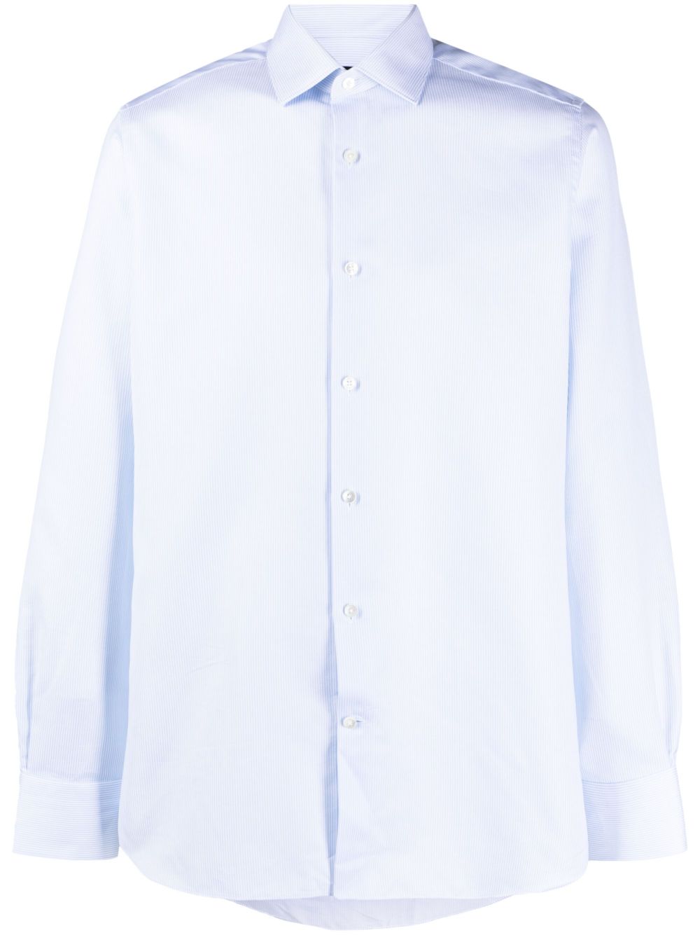 Zegna 细条纹棉衬衫 - 蓝色
