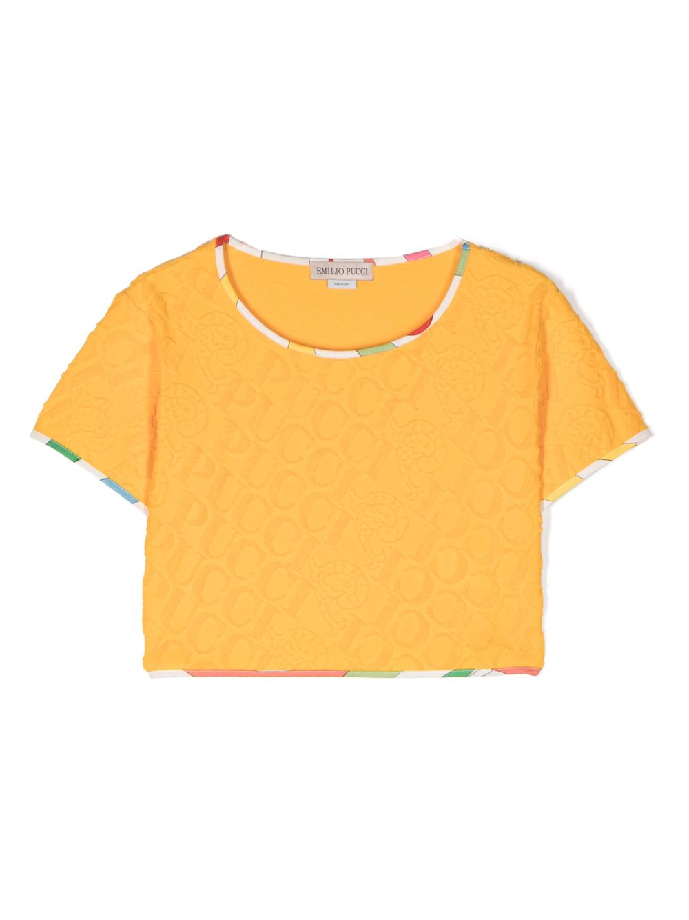 PUCCI Junior 经典logo印花棉T恤 - 橘色