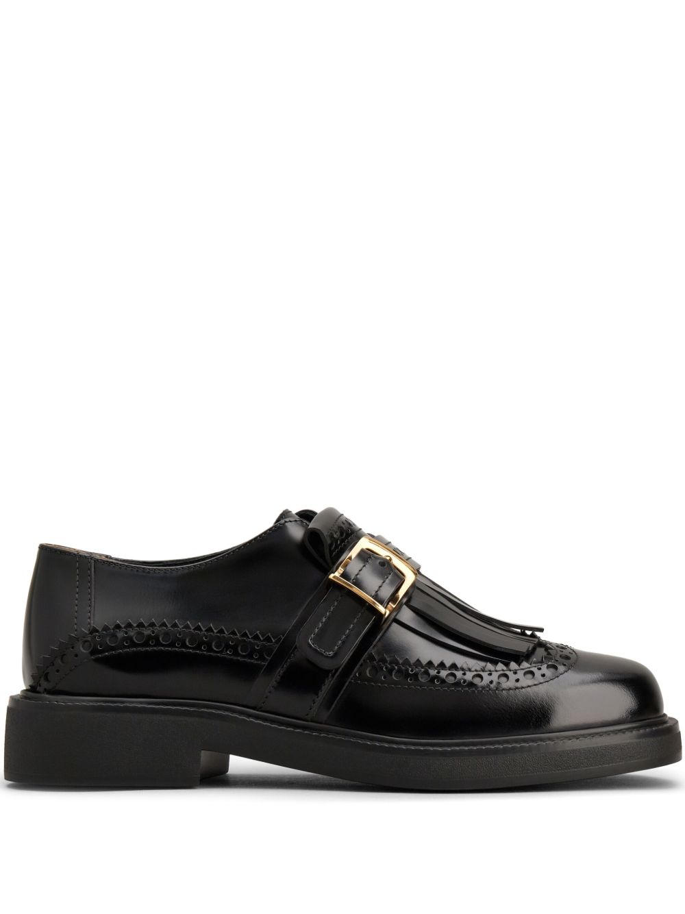 Tod's 流苏细节皮质乐福鞋 - 黑色