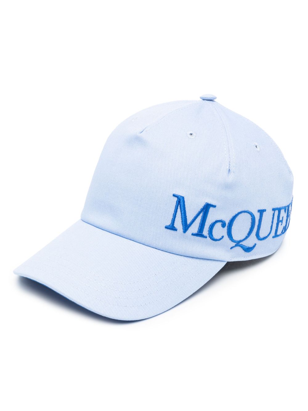 Alexander McQueen logo刺绣棉棒球帽 - 蓝色