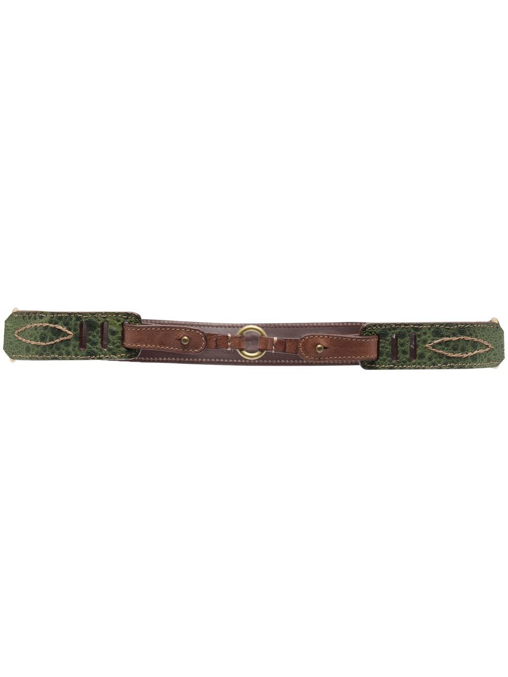 Gianfranco Ferré Pre-Owned 缝线细节皮质腰带（1990年代典藏款） - 褐色