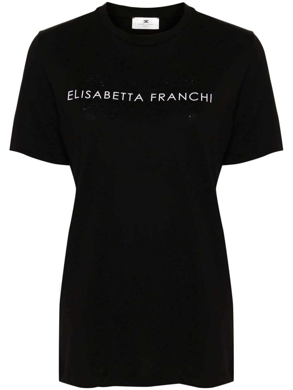 Elisabetta Franchi 水钻logo平纹针织T恤 - 黑色