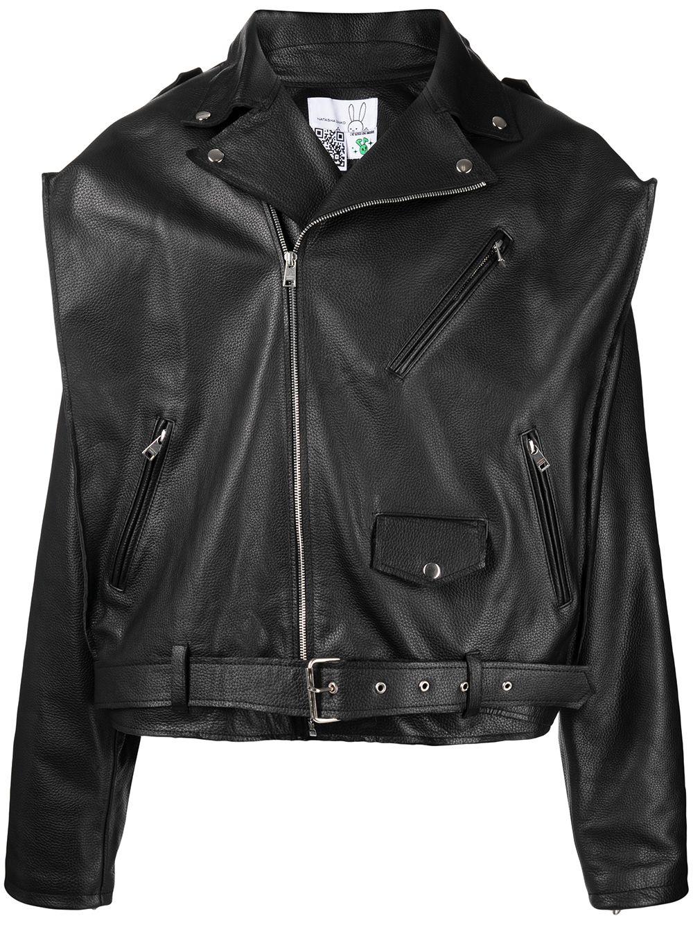 Natasha Zinko Box Leather Motorcycle Jacket - 黑色
