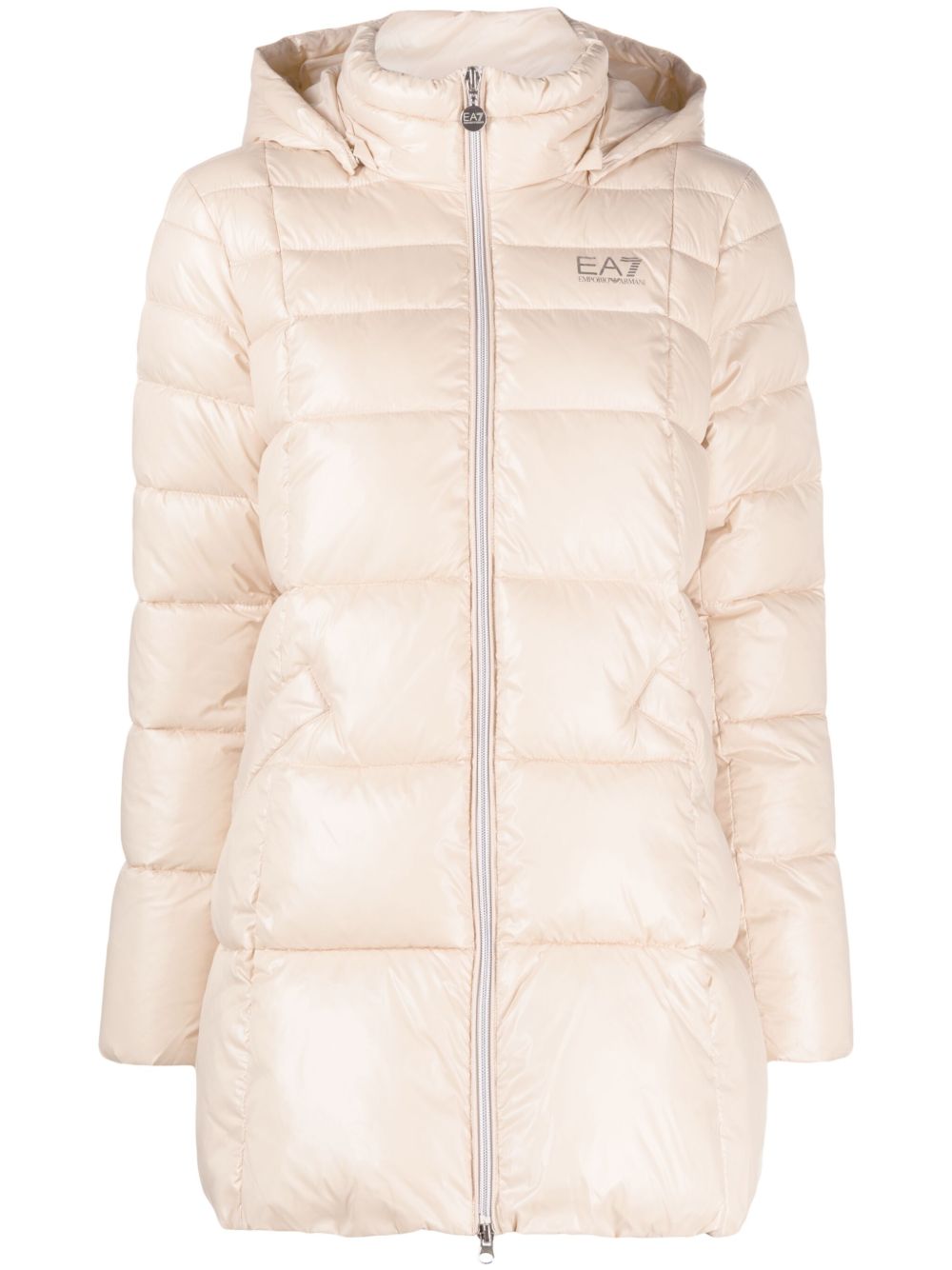 Ea7 Emporio Armani logo印花连帽填充夹克 - 中性色