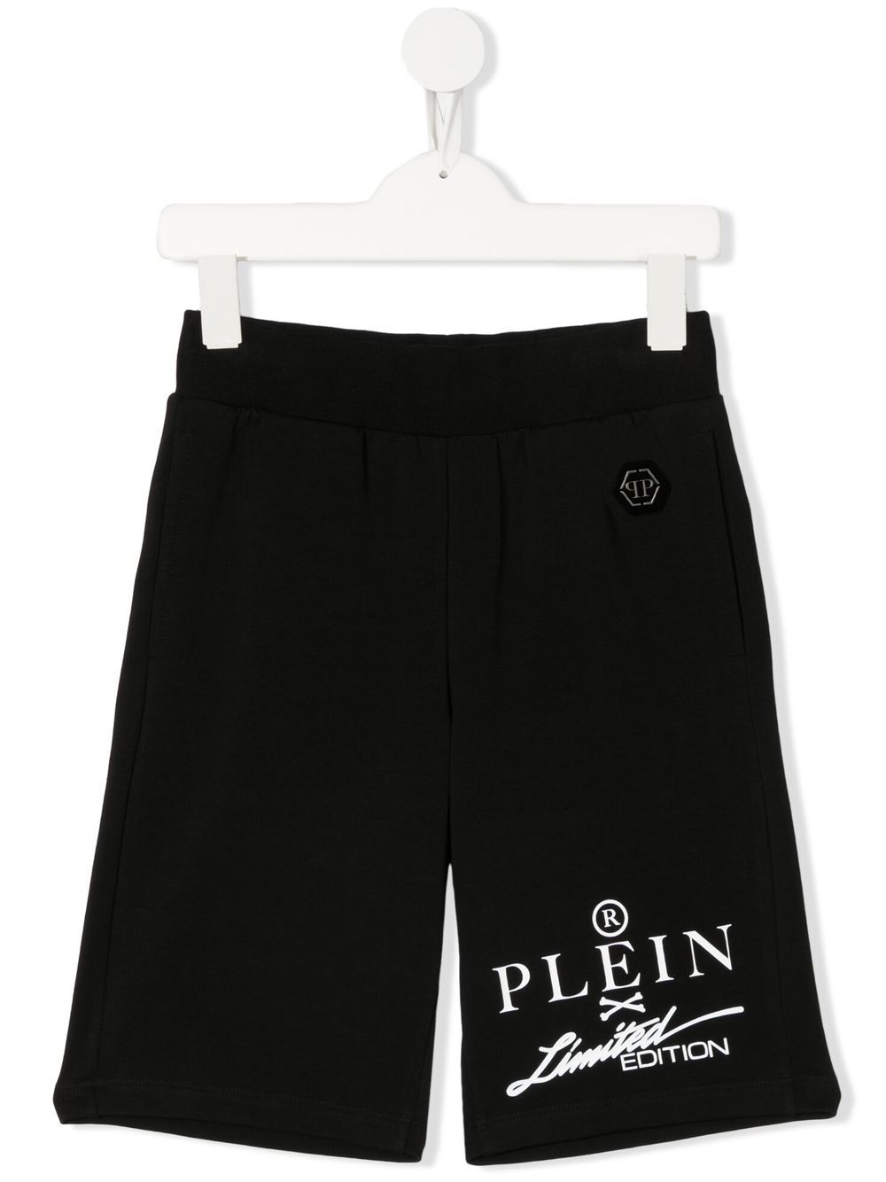 Philipp Plein Junior logo运动短裤 - 黑色