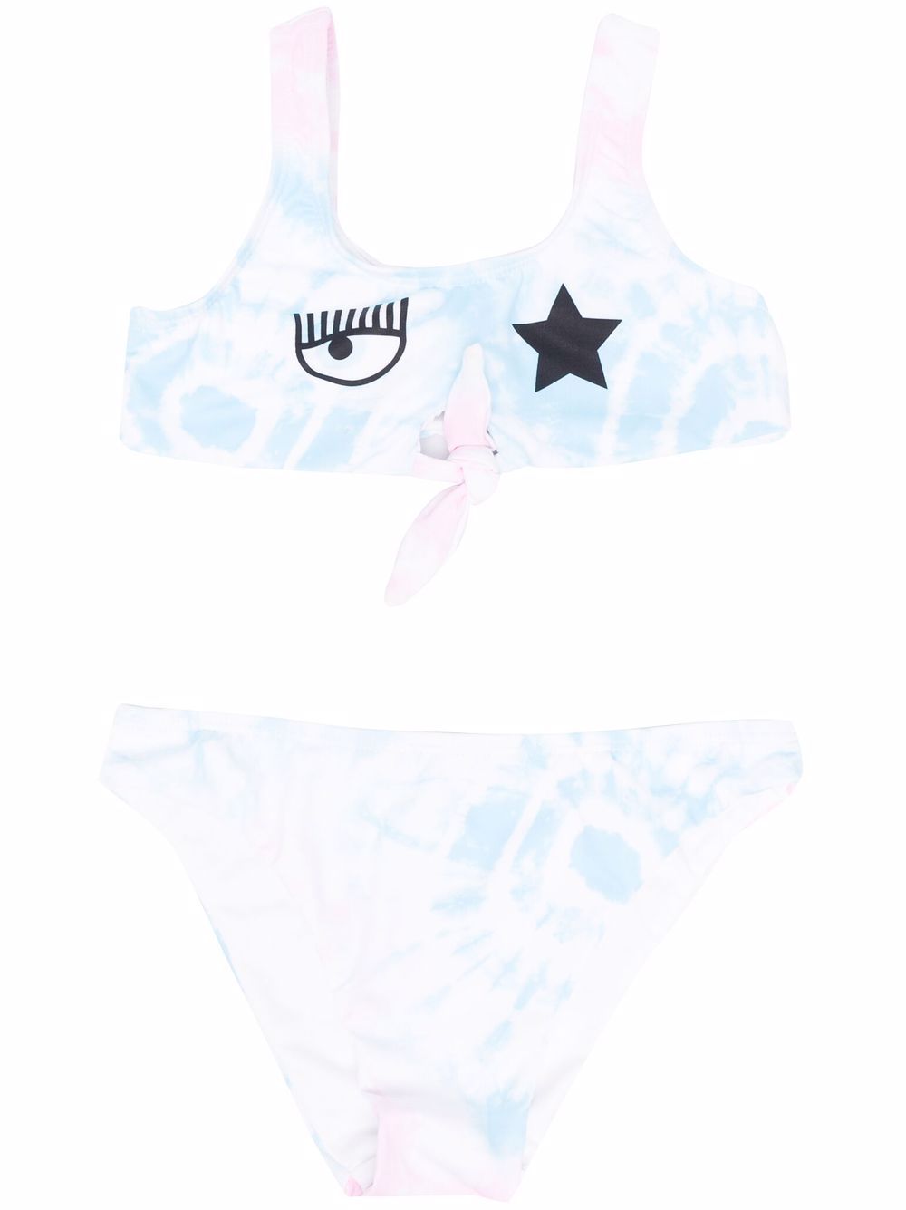 Chiara Ferragni Kids 扎染比基尼 - 白色