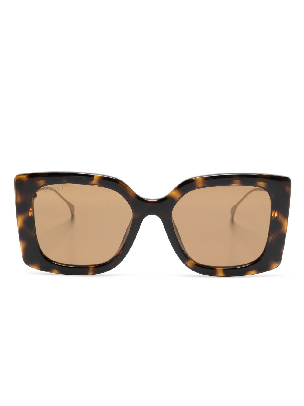 Gucci Eyewear 玳瑁纹效果超大框太阳眼镜 - 褐色