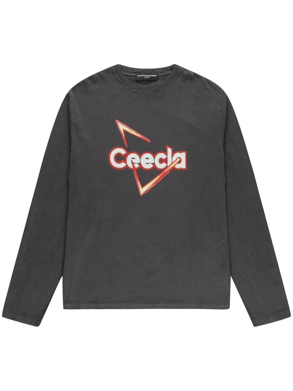 CEEC logo印花仿旧效果T恤 - 黑色
