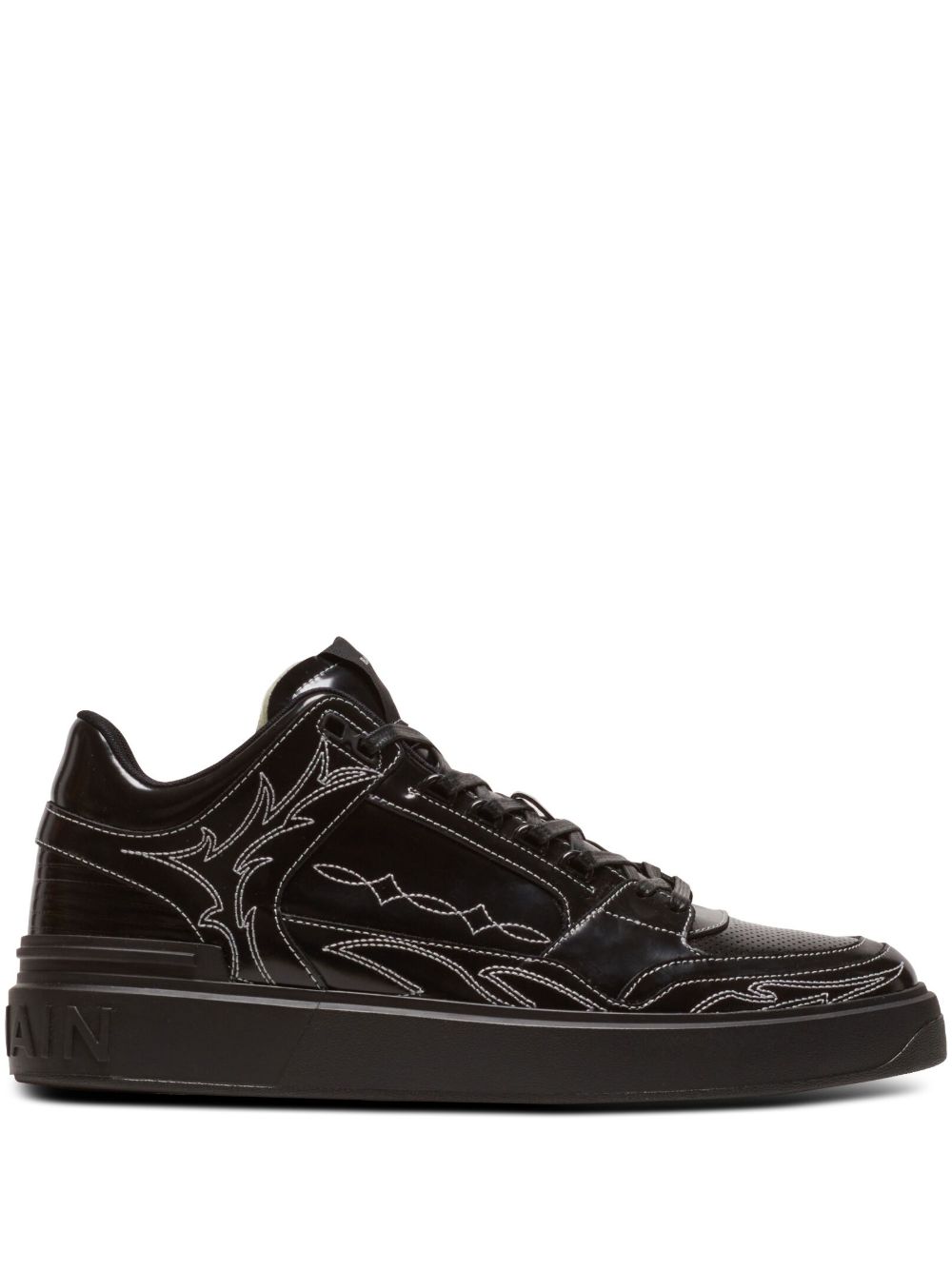 Balmain B-Court 漆皮中帮运动鞋 - 黑色