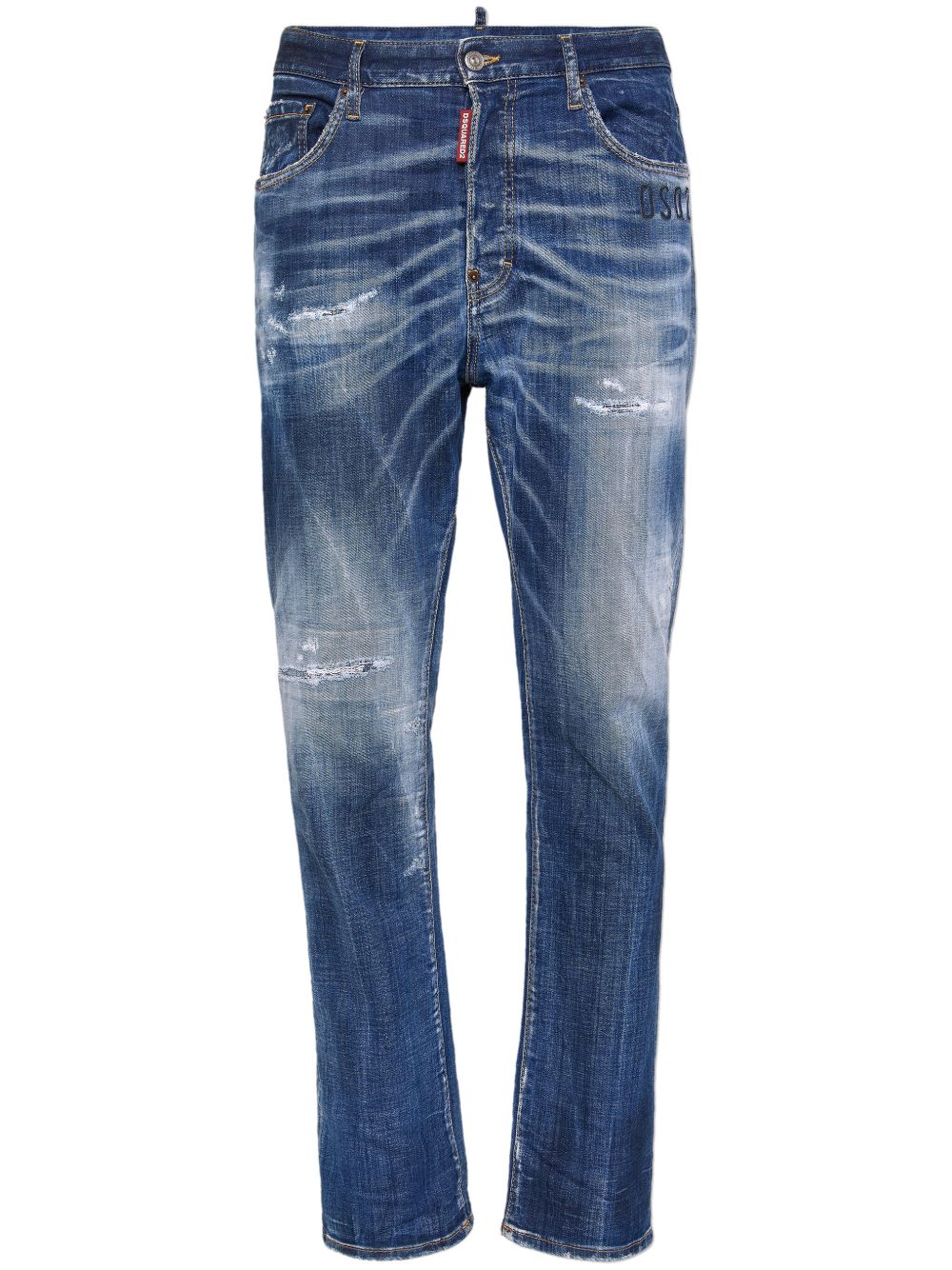 DSQUARED2 仿旧紧身牛仔裤 - 蓝色