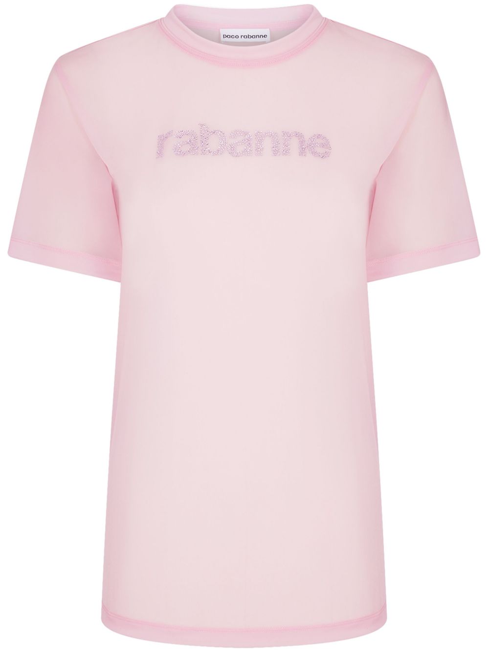 Rabanne logo缀饰圆领T恤 - 粉色