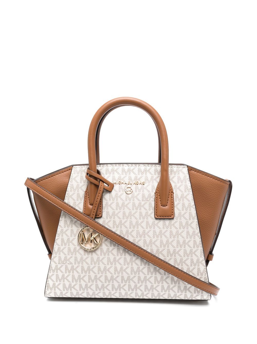 Michael Michael Kors logo印花皮质托特包 - 褐色