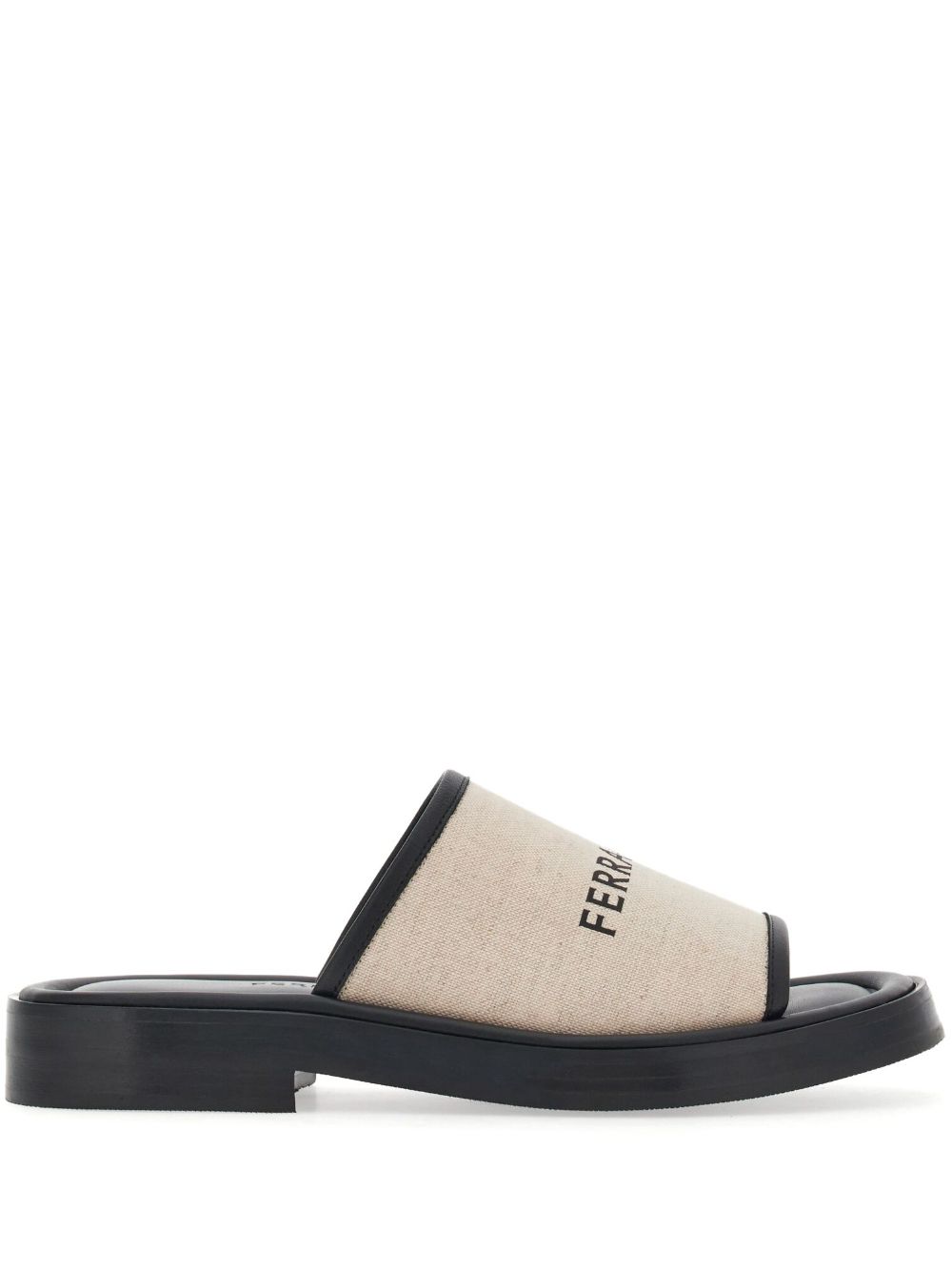 Ferragamo logo印花帆布拖鞋 - 中性色