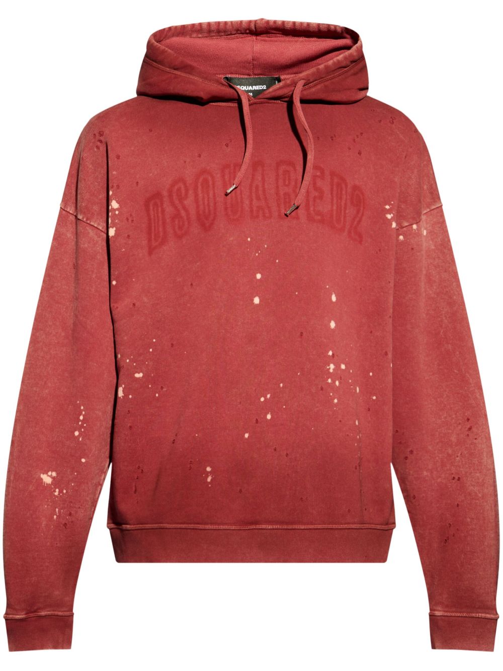 DSQUARED2 logo印花棉连帽衫 - 红色