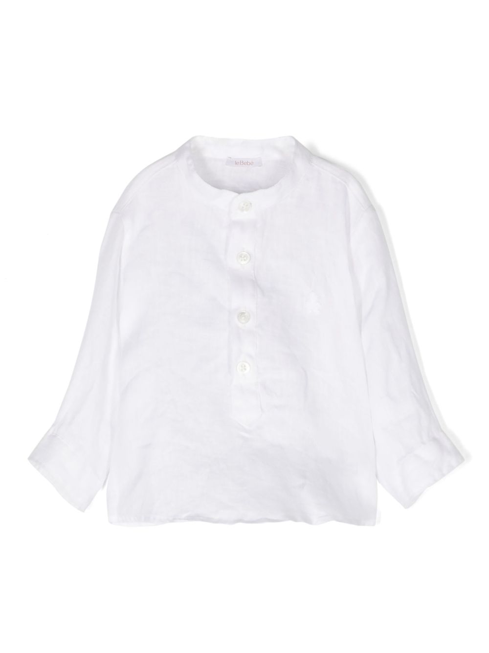Le Bebé Enfant logo刺绣亚麻衬衫 - 白色