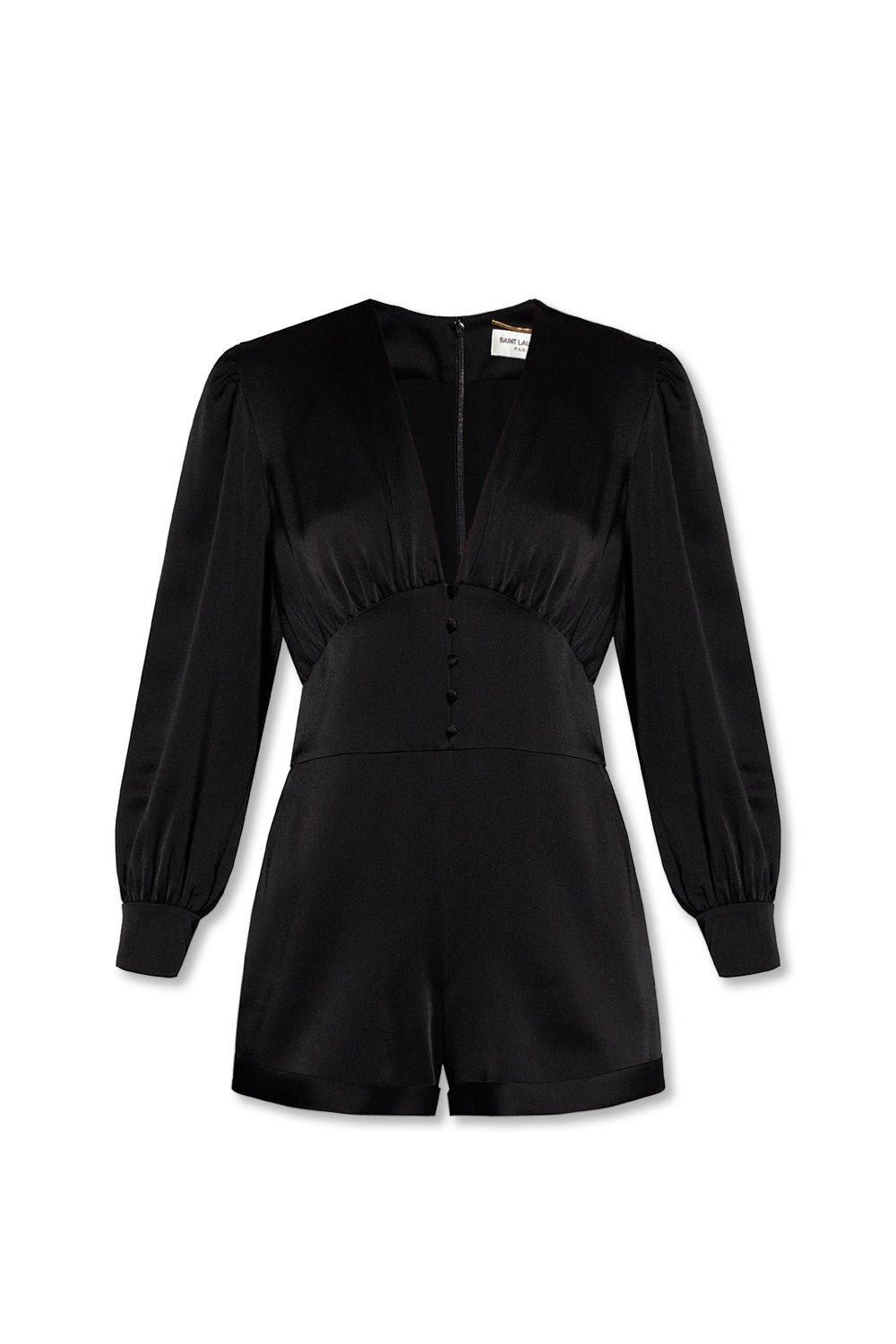 Saint Laurent Long Sleeved Vneck Jumpsuit