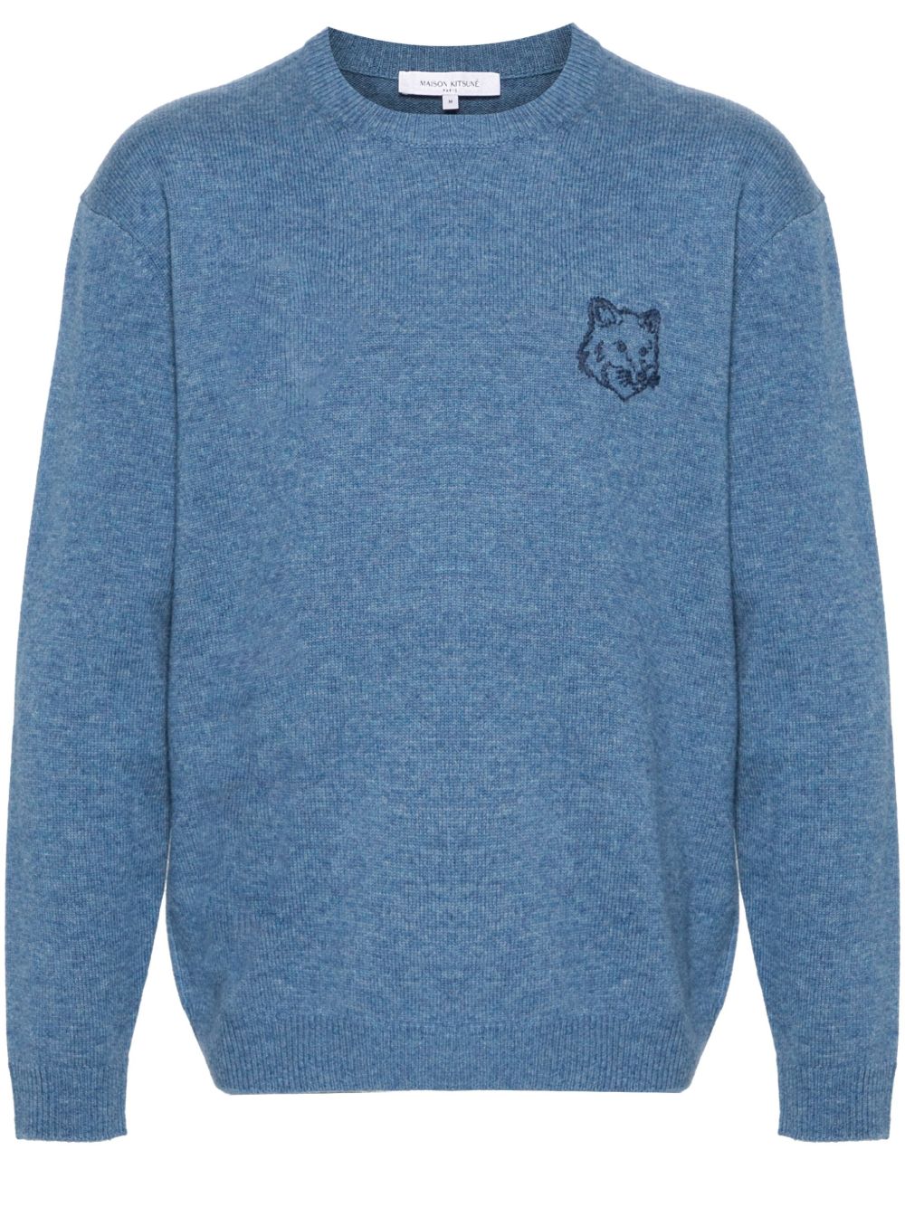 Maison Kitsuné Bold Fox Head 刺绣毛衣 - 蓝色