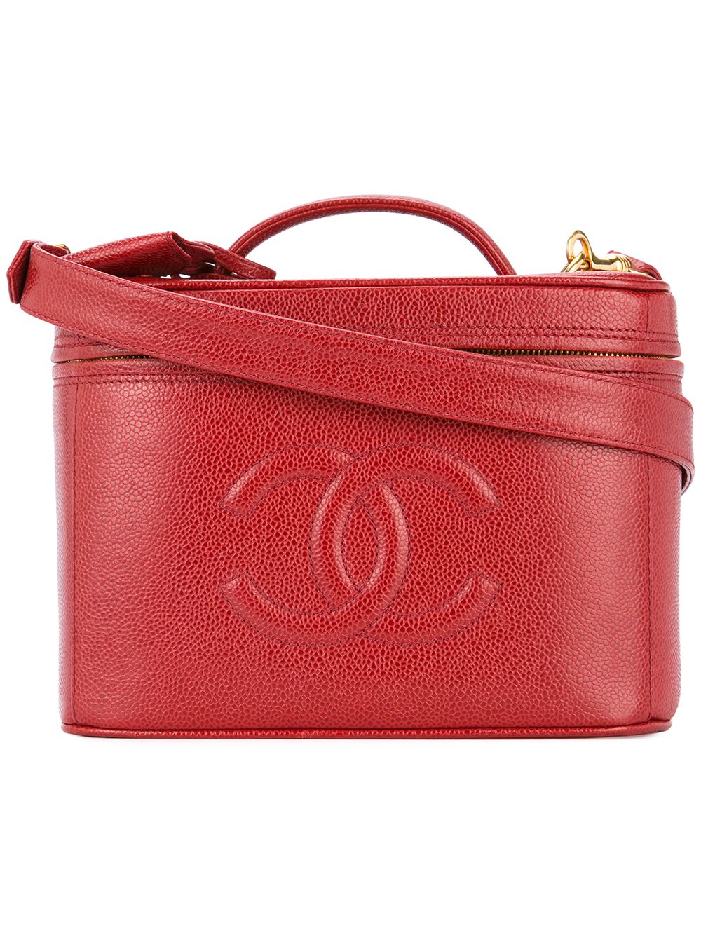CHANEL Pre-Owned short cosmetic logo tote - 红色