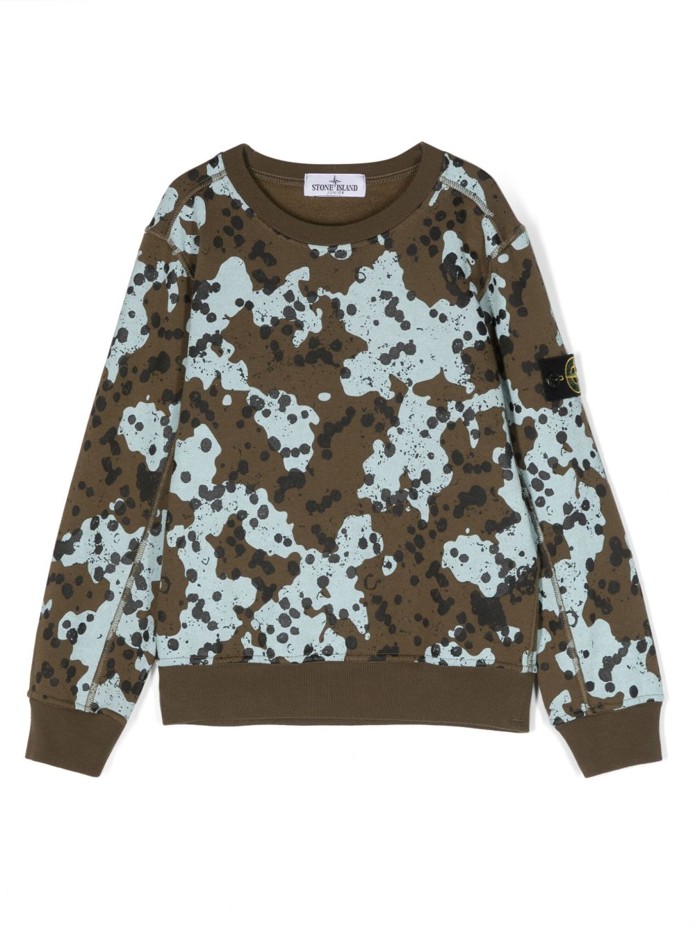 Stone Island Junior 抽象印花棉卫衣 - 绿色