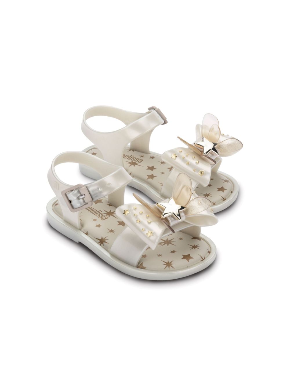 Mini Melissa 蝴蝶结细节凉鞋 - 白色