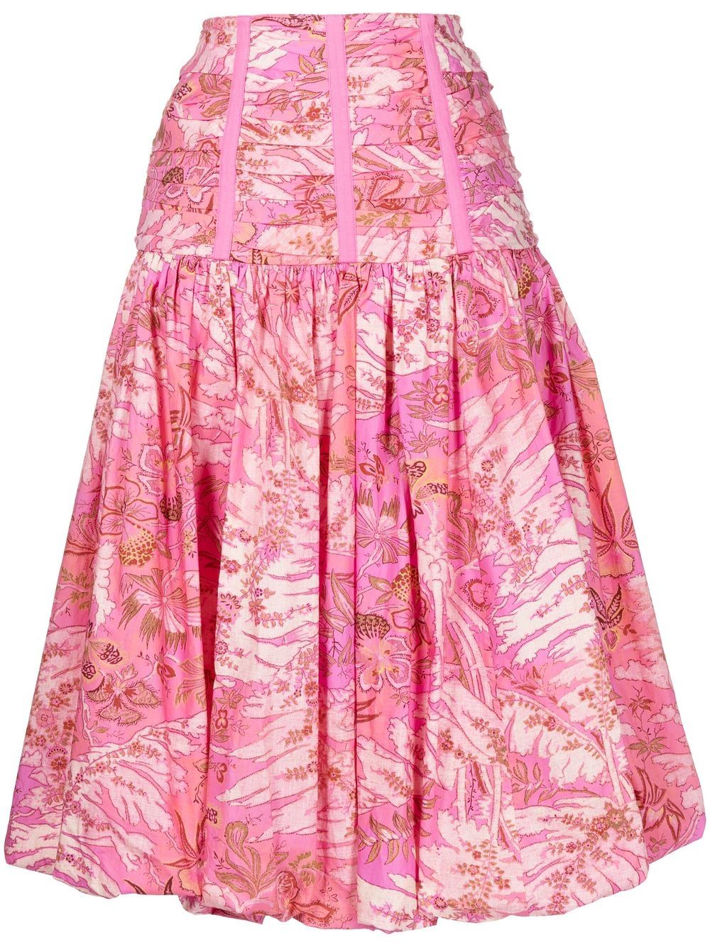 Ulla Johnson Roselani 褶饰花卉印花半身裙 - 粉色