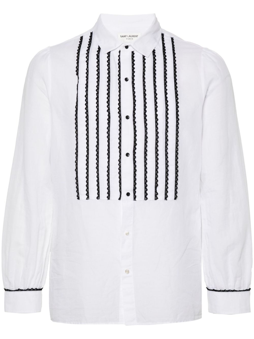 Saint Laurent 对比蕾丝细节衬衫 - 白色