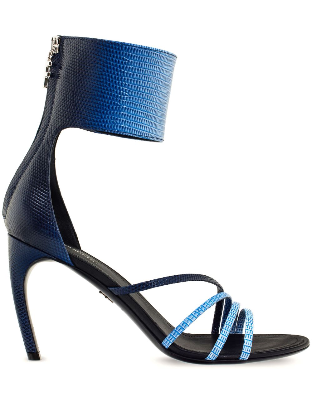 Ferragamo 褪色效果高跟皮质凉鞋 - 蓝色