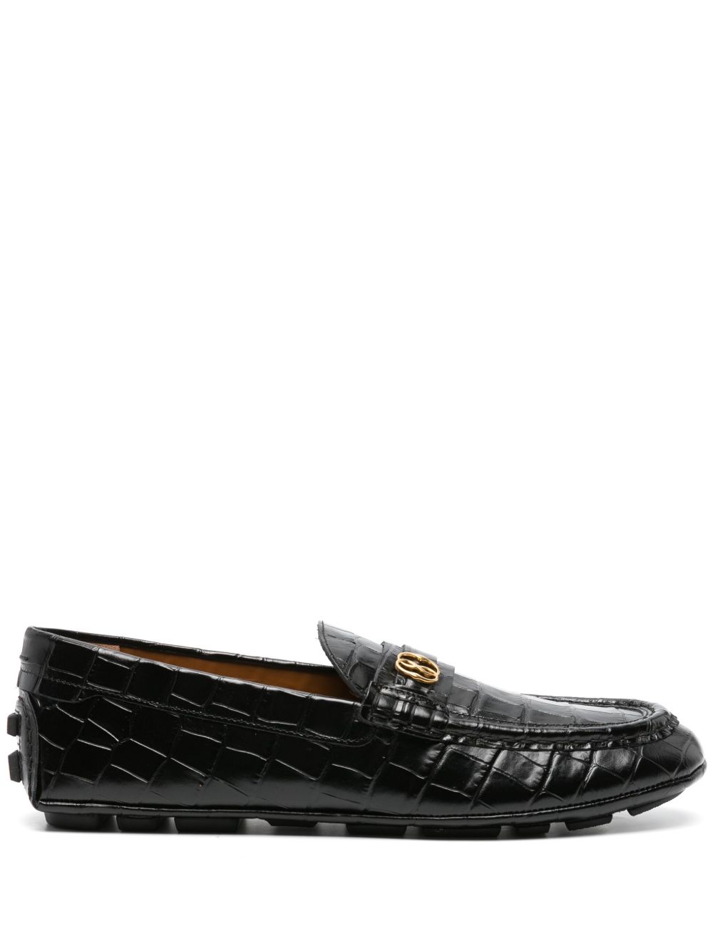 Bally Keeper 仿鳄鱼纹皮质乐福鞋 - 黑色