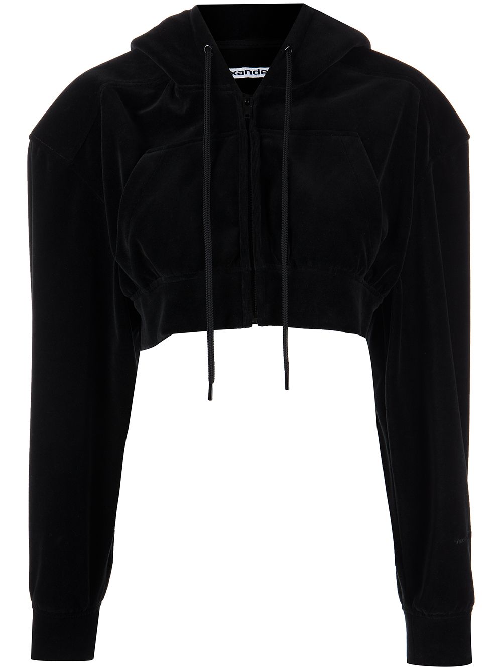 Alexander Wang 短款丝绒连帽衫 - 黑色