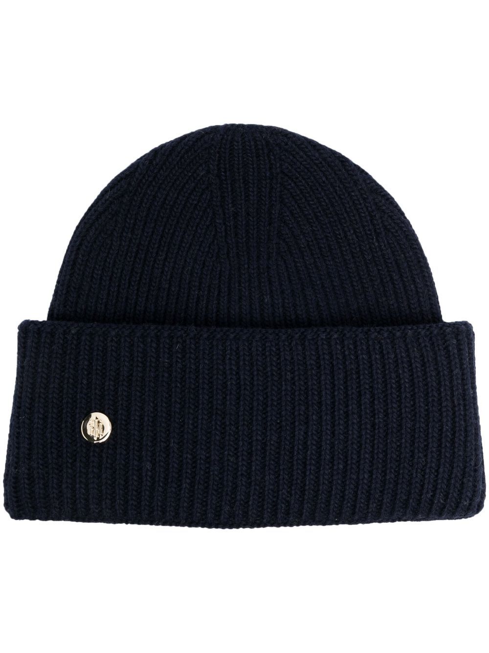 Tommy Hilfiger logo吊饰针织套头帽 - 蓝色