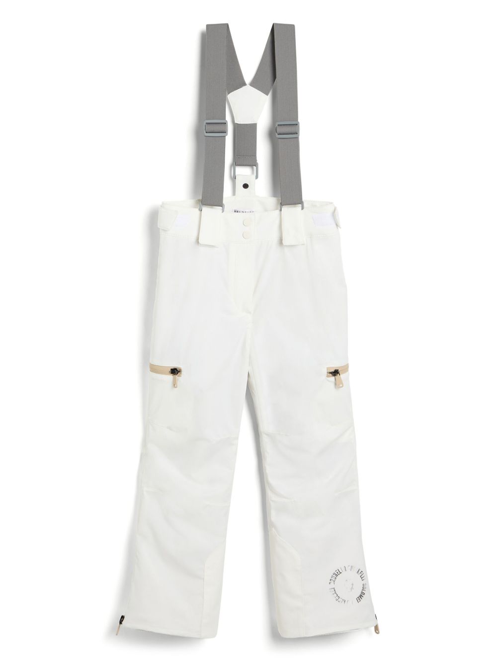 Brunello Cucinelli Kids logo印花长裤 - 白色